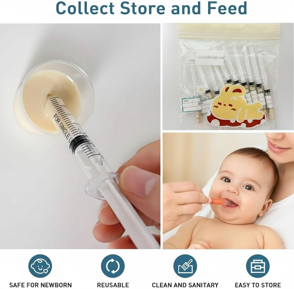 Colostrum Collector Kit for Newborn &ndash; 50 Sterile 3Ml Syringes with Caps, Measuring Cup, Storage Bags & Labels image number 2