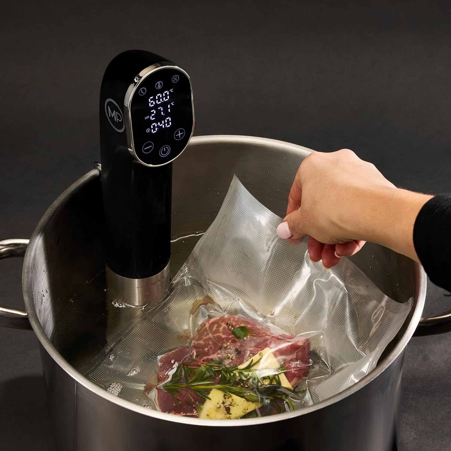 MASTERPRO Digital Sous Vide Precision Cooker Silver & Black 5.4X9.4X33.8Cm - Immersion Circulator for Precise Temperature Control image number 4