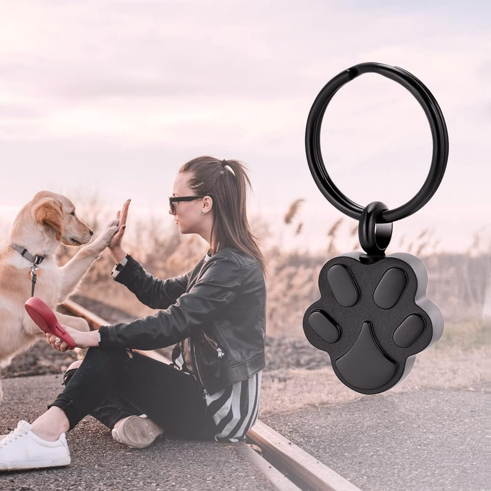 Cremation Ash Urn Keychain for Pet Ashes Cremation Jewelry for Human Ashes Dog Cat Cremation Keepsake Memorial Urn Keychain Ash Holder for Women Men - Wing Black 2 image number 2