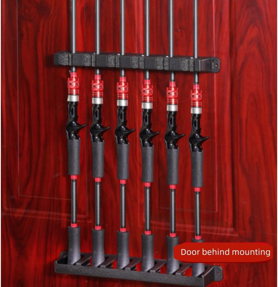 Wall Mounted Fishing Rod Holders, Vertical Rod Rack, Fishing Pole Holders, Fishing Pole Rack Fish Pole Holder for Garage, Wall, Ceiling Rod Stand Storage image number 4