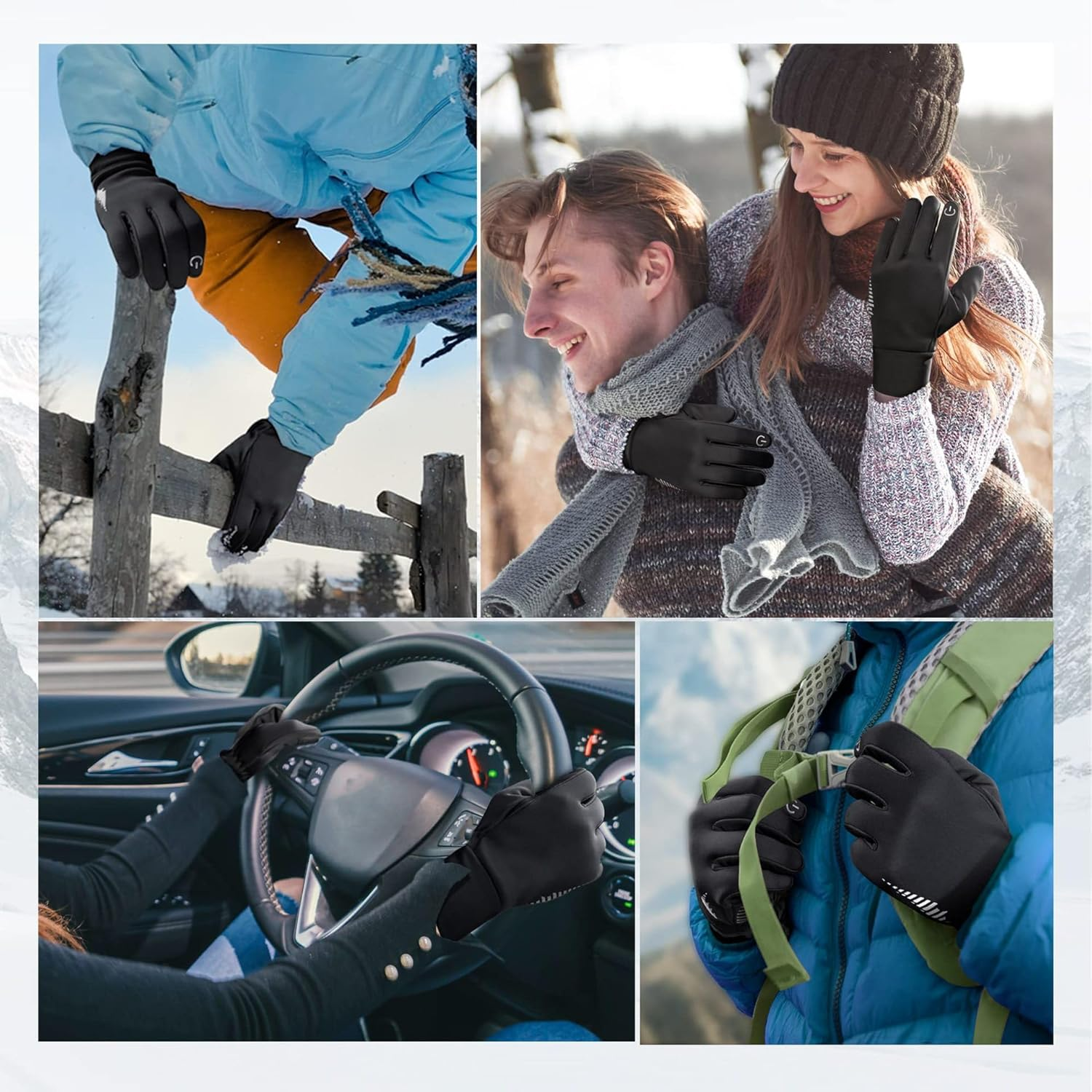 Winter Running Gloves, Unisex Touchscreen Anti-Slip Elastic Gloves, Lightweight Warm Windproof for Cycling, Driving, Camping, Hiking image number 2