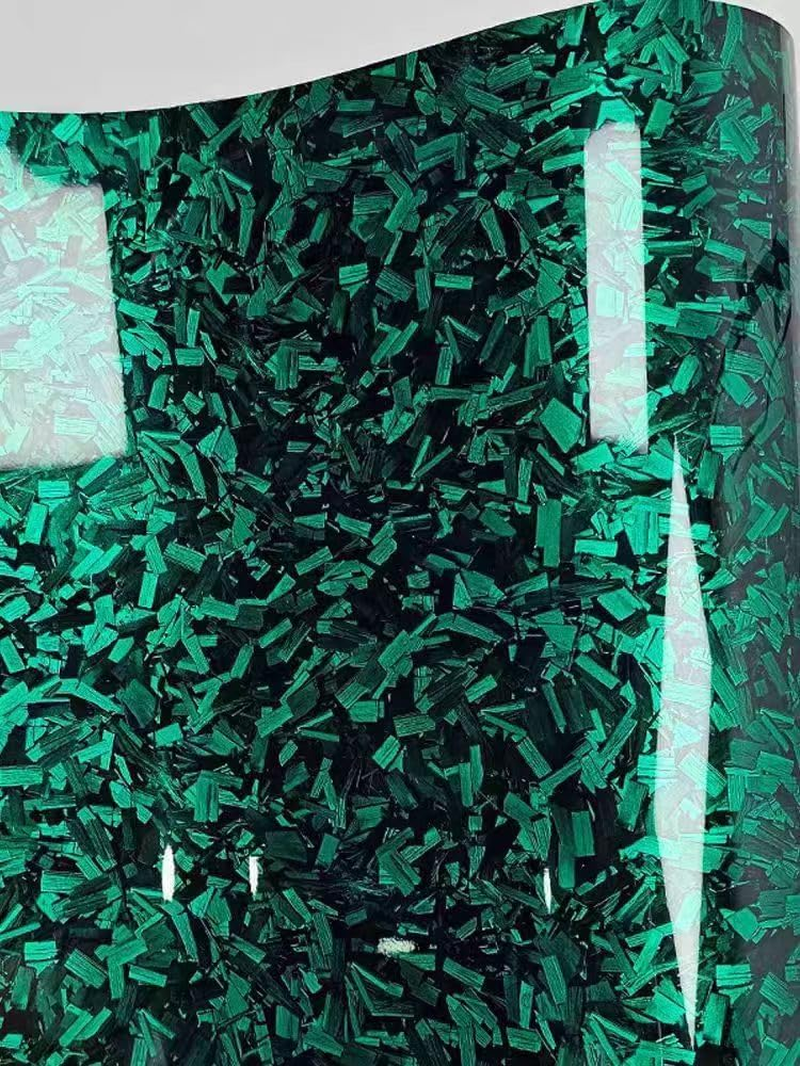 Green Forged Carbon Fiber Vinyl Wrap, High Gloss Car Wrap Vinyl Roll Auto DIY Decal Sticker Film Sheet Air Release Self-Adhesive Decor Vinyl image number 3