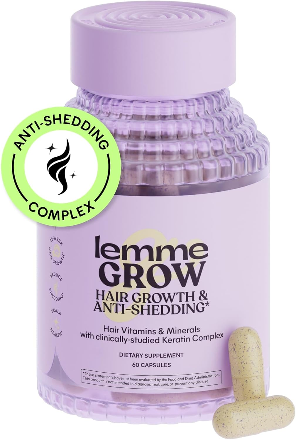 Lemme Grow Hair Growth Supplement for Women, Clinically Proven Keratin Complex for Visibly Thicker Hair and Scalp Coverage, Reduced Shedding, Nourish Thinning Hair - 1 Month Supply image number 5