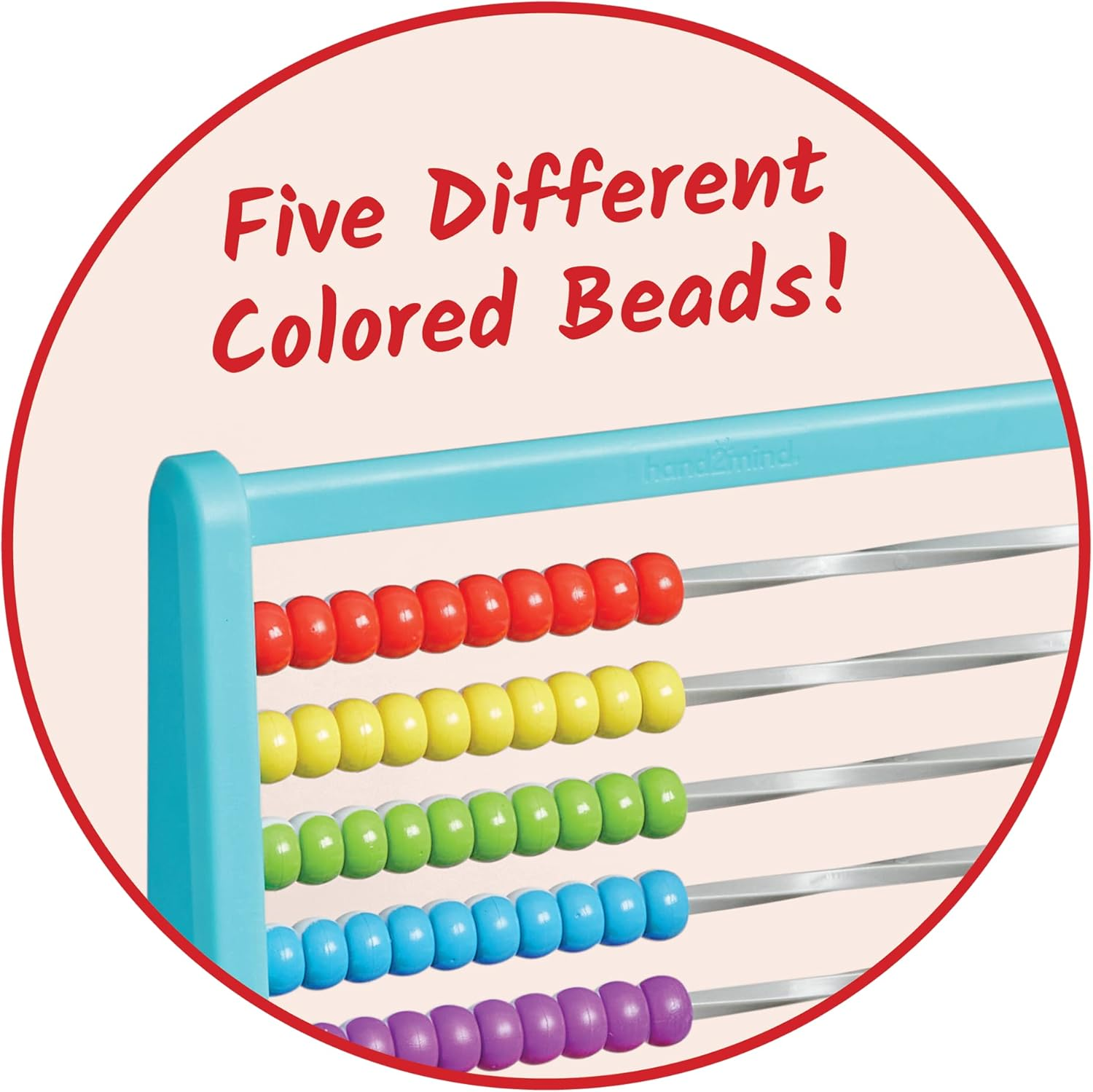 Hand2Mind Color Changing Plastic 100 Bead Abacus for Kids Math, Counting Rack, Manipulatives Kindergarten, Educational Toys for Elementary Kids (Set of 1) image number 1