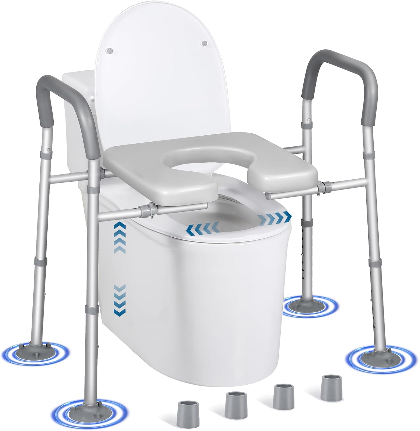 LOLLIDO Raised Toilet Seat with Handles - Width & Height Adjustable Elevated Toilet Seat Risers for Seniors - Multi-Use Toilet Riser with Handles for Seniors, Handicap, Pregnant image number 4