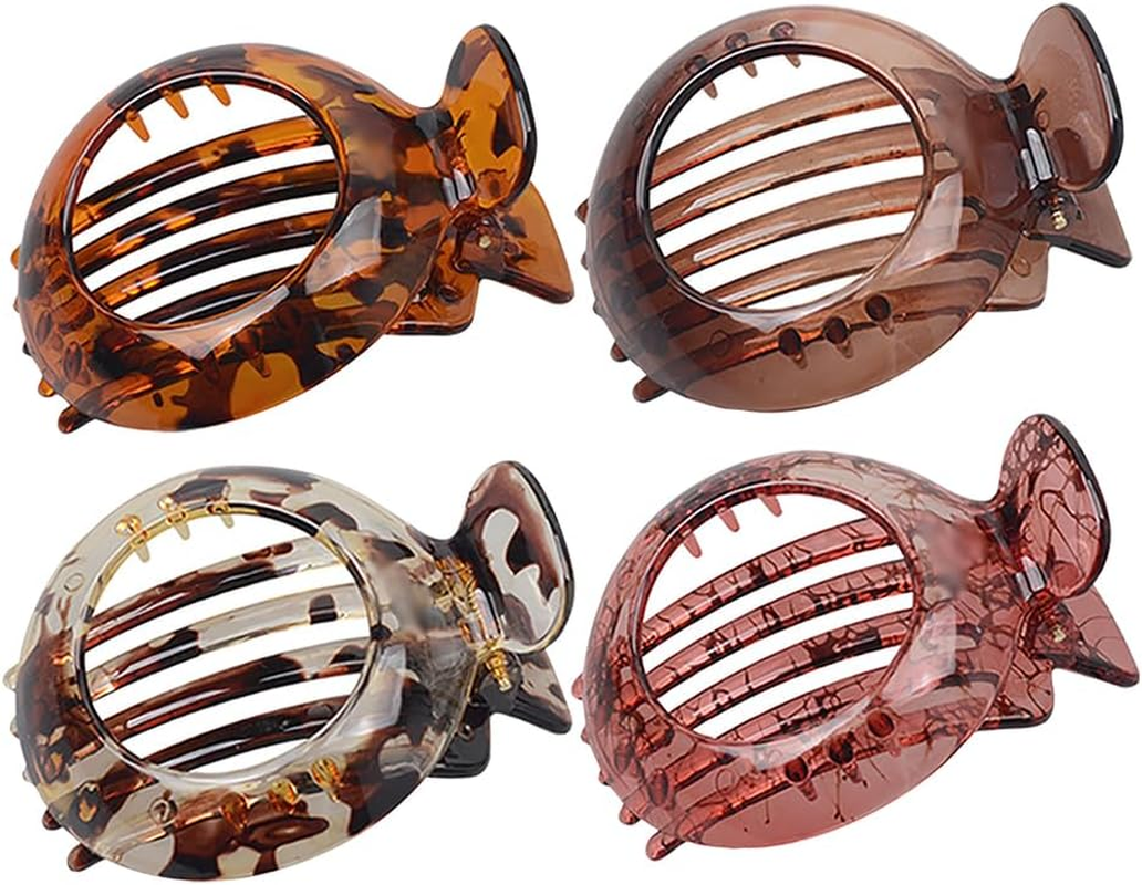 4 Pcs Small Flat Hair Claw Clips Non Slip Plastic Strong Grip French Hair Claws Accessories with Durable Spring Action image number 2