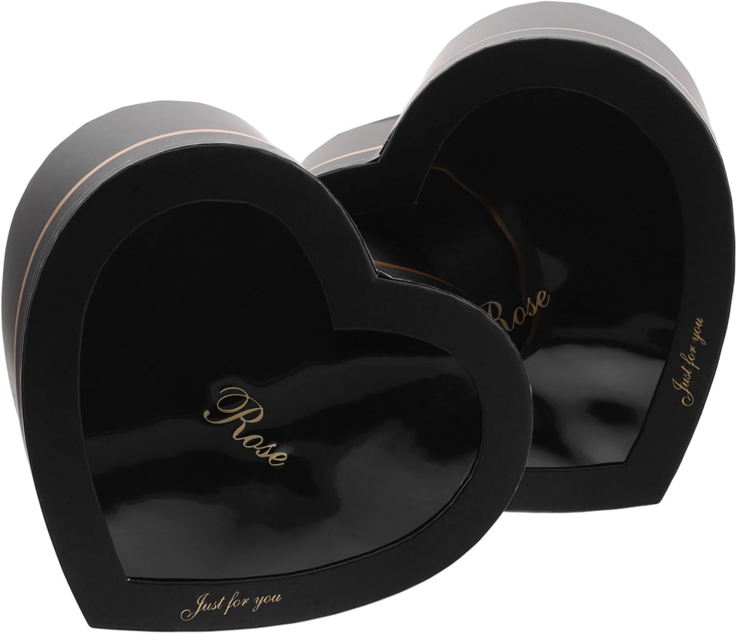 Outanaya 2Pcs Heart Shaped DIY Present Box with Lid Red Floral Arrangements Box with Transparent Window for Valentine Day Jewelry Storage and Creative Decor