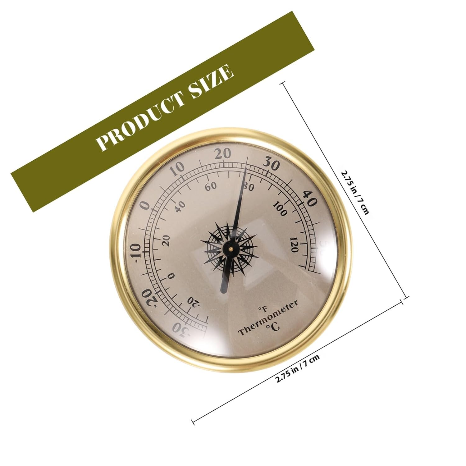 Alasum Metal Wall-Mounted Thermometer round Indoor Temperature Gauge for Nursery and Home Classic Gold Finish Weather Station Thermometer with Stable Performance and Decorative Design