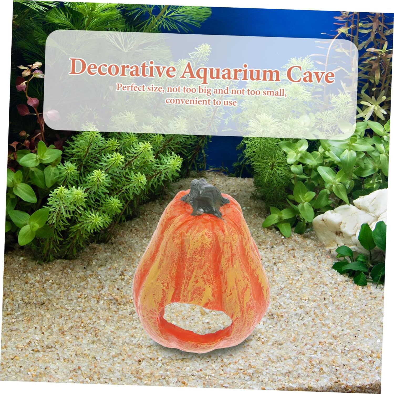 FUTUREORYY Resin Pumpkin Aquarium Decor Premium Fish Tank Ornament Safe for Pets Unique Hiding Cave for Fish Decorative Pumpkin for Home Random Style for Guest Room Essentials image number 2