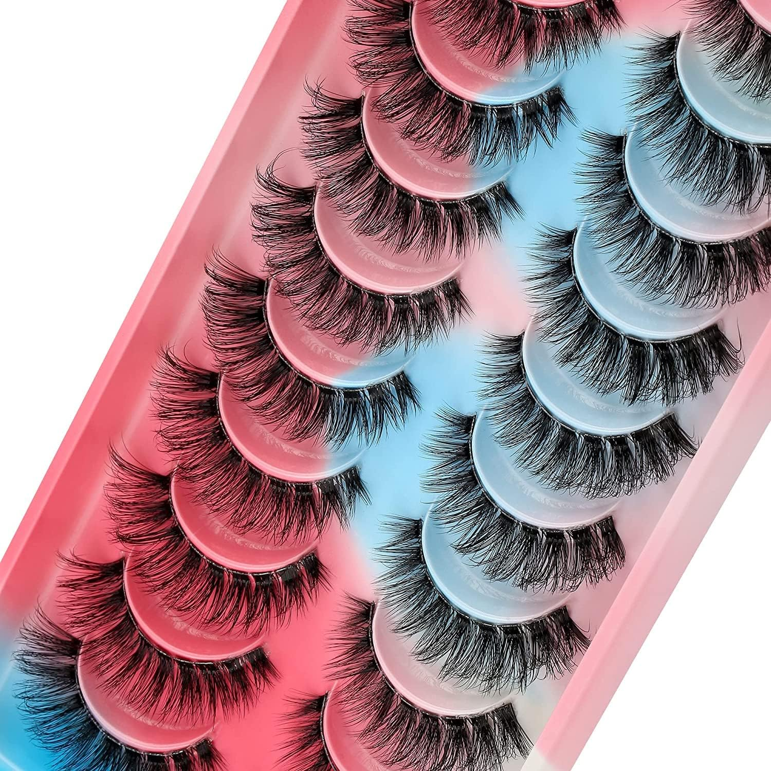 Clear Band Russian Strip Eyelashes C/D Curl Wispy Fluffy Mink Lashes 3D Fluffy Eyelash Manga Lashes Natural Looking False Eyelashes That Look like Individual Clusters Mink Eye Lashes Pack (AG04) image number 6