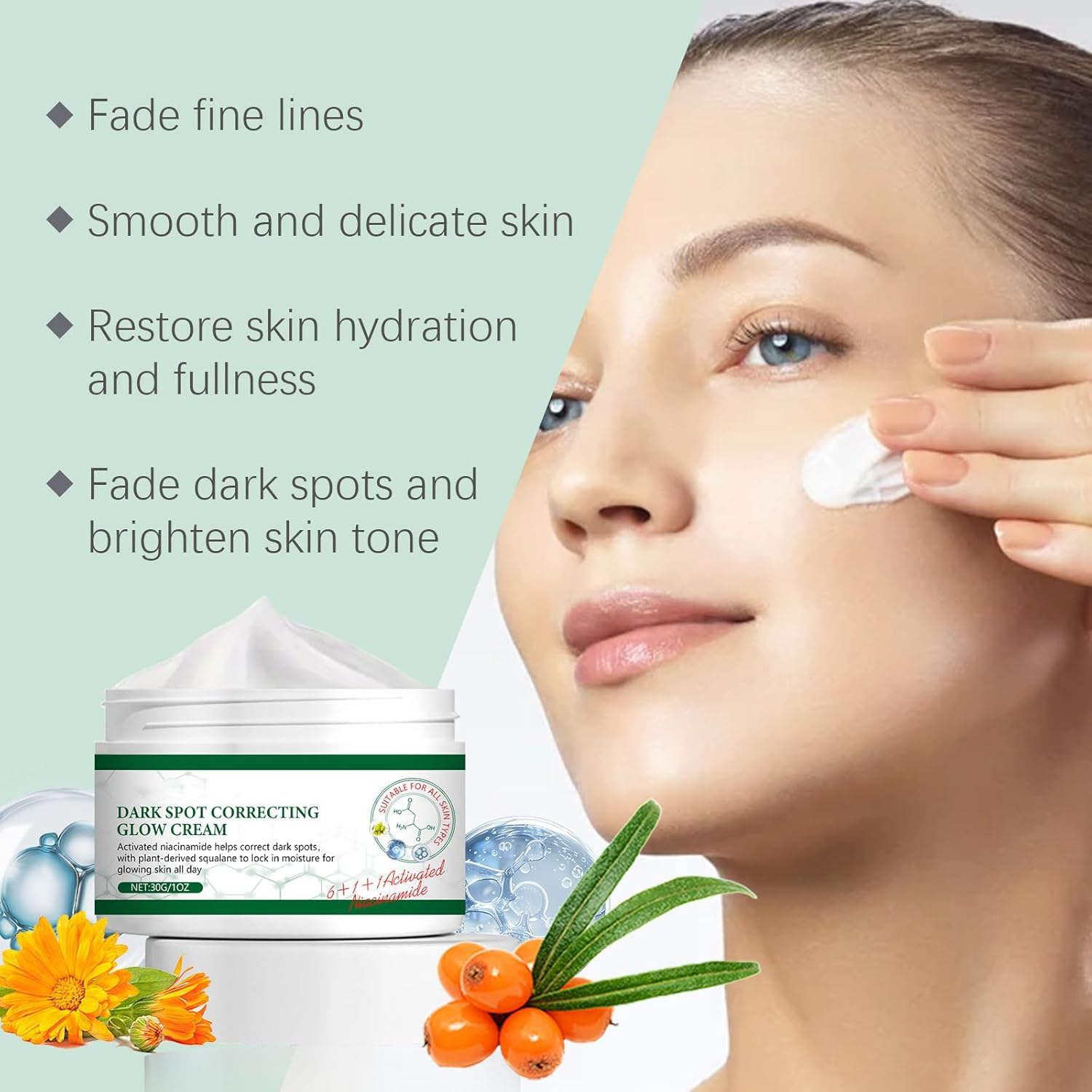 Dark Spot Correcting Glow Cream - Hydrating & Brightening Serum with Niacinamide for Face, Reducing Hyperpigmentation, Fine Lines, Blemishes, and Even Skin Tone (2) image number 3