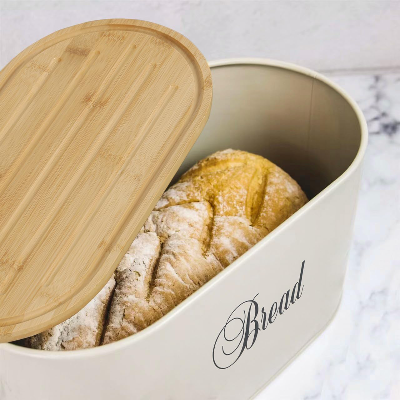 SOQ Kitchen Bread Bin with Bamboo Chopping Board Lid image number 6