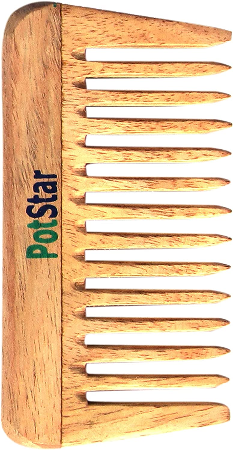 Potstar Hair Comb for All Hair Type, Handcrafted Wood Comb for Detangling Hair Comb for Thick, Curly and Wavy Hair, Non-Static and Eco-Friendly Made in India, N-Prince