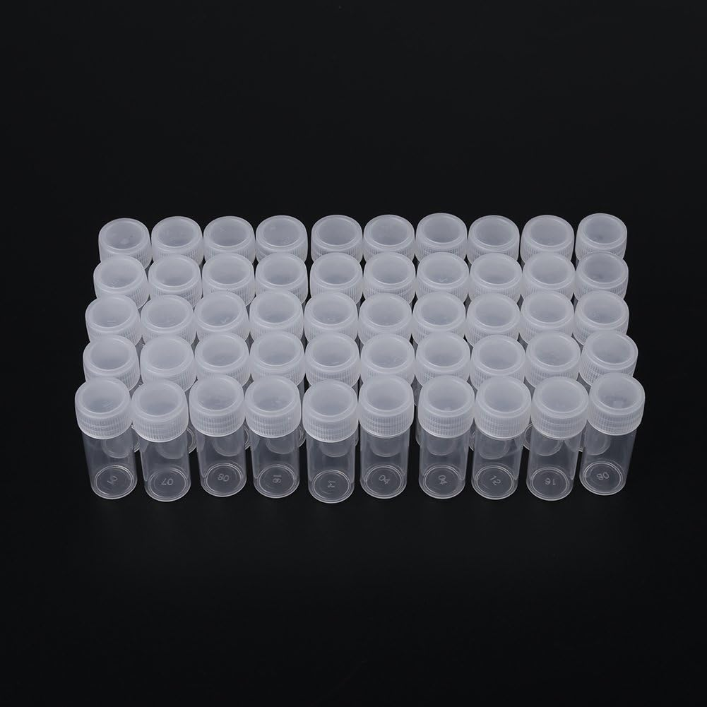 50 Pcs 5Ml Volume Plastic Sample Bottles Small Storage Container Test Tube Vial Storage Container image number 1