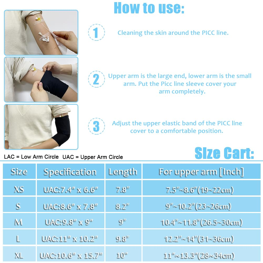 PICC Line Cover for Arm Cast Sleeve Protective - Ultra-Soft Elbow Wound Nursing Supplies, Comfortable & Breathable, 1 Pcs (XS)