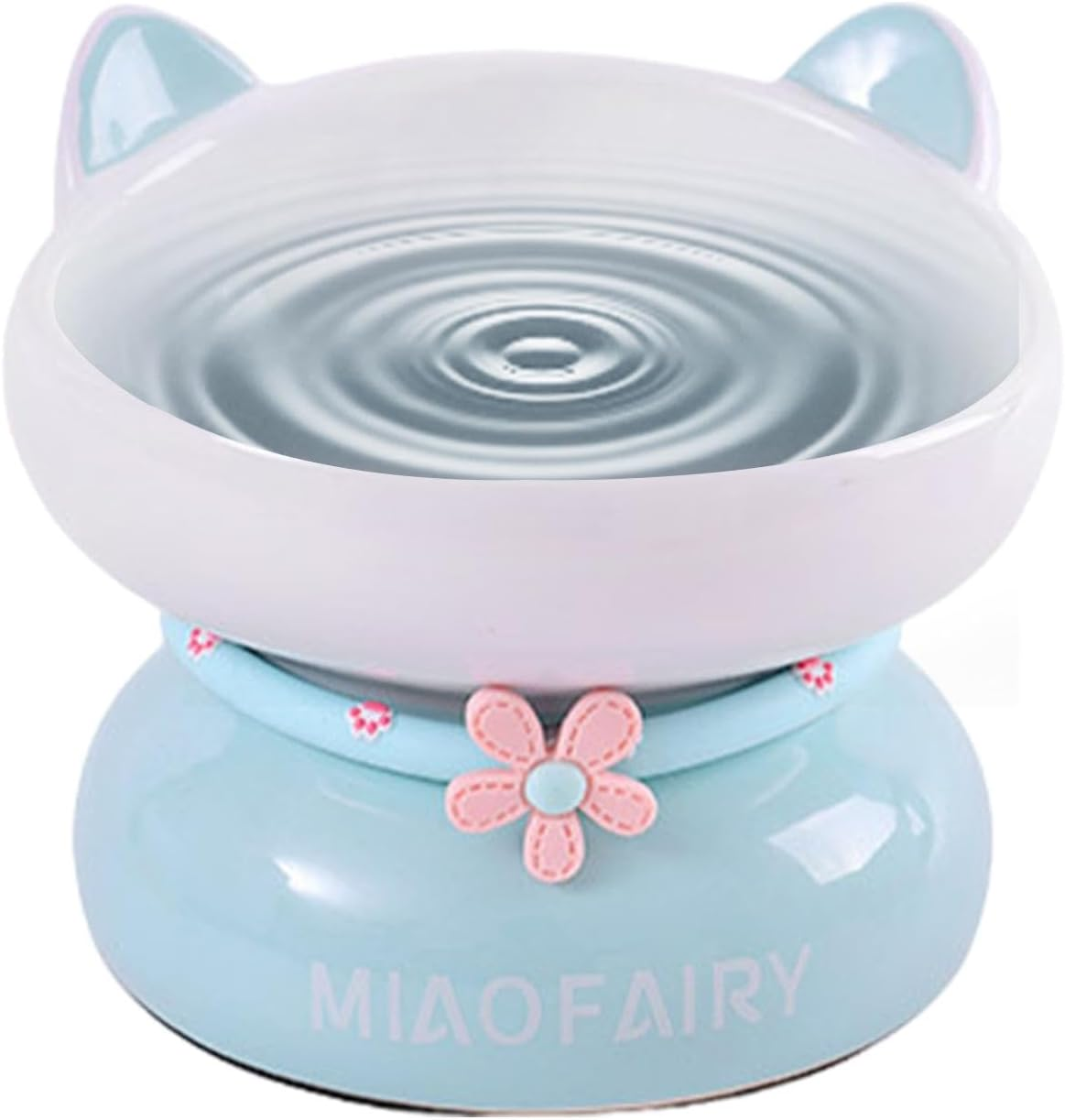 Yabauuop Ceramic Cat Food Bowls - 15 Degree Tilted anti Vomiting Cat Dog Water Bowl,Slanted Mouth, Raised Cat Bowls with Non-Sip Stable Base for Indoor Cats Kittens