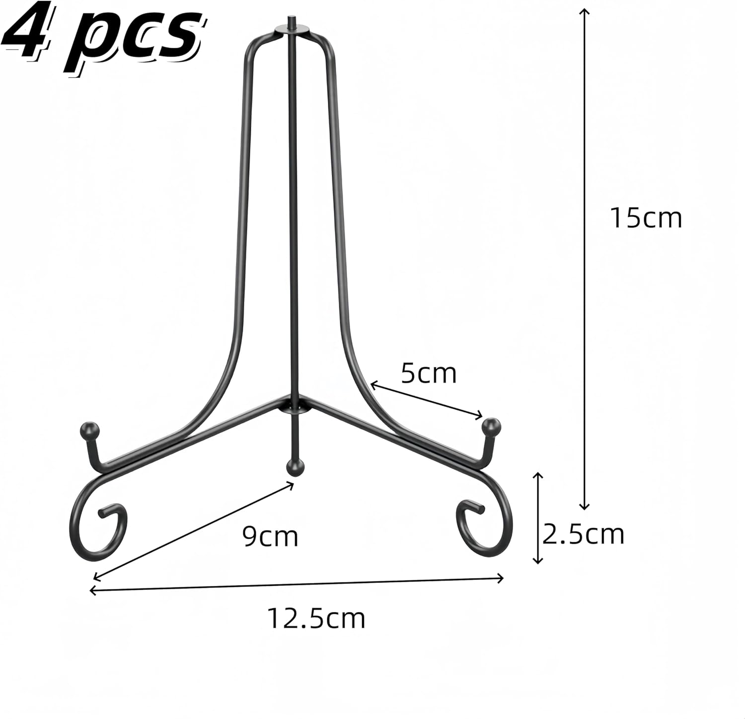Black Iron Picture Frame Stand, 4 PCS 6 Inch Adjustable and Stable Plate Holder Display Stand,Collapsible Frame Holder Stand for Book, Tabletop Art, Picture,Artworks,Photo and Platter image number 3