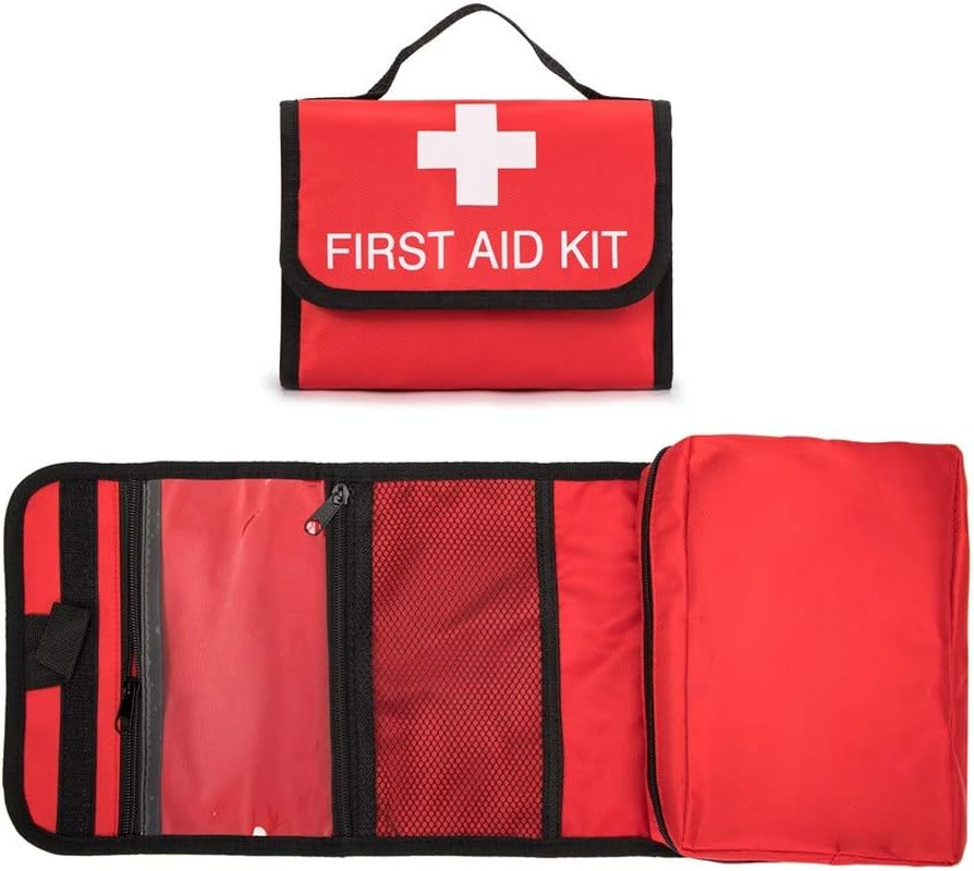 Portable Medicine Bag Multi-Layer First Aid Kit Bag Outdoor Travel Rescue Bag Empty Pouch Tote First Responder Storage Compact Survival Medicine Bag for Home Office Sport Gym Car (Red Bb) image number 1