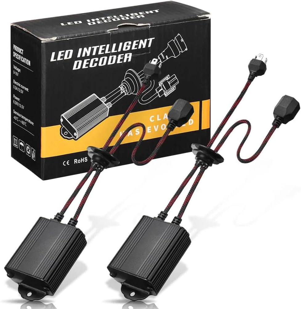 NIGHTEYE H4 LED Headlight Canbus Decoder anti Flicker Harness, Bulbs Resistor Decoders Error Free Conversion Kit, Adapter Warning Canceller Capacitors (1 Pair) image number 3