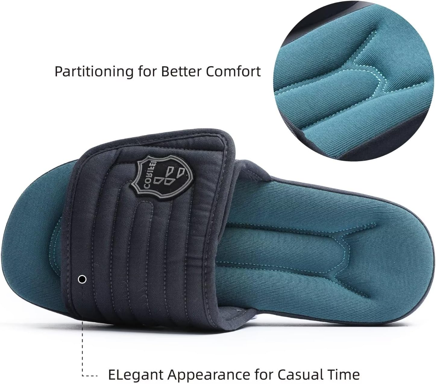 CORIFEI Adjustable Slippers for Men Indoor with Memory Foam Comfy House Shoes Male Slides image number 2