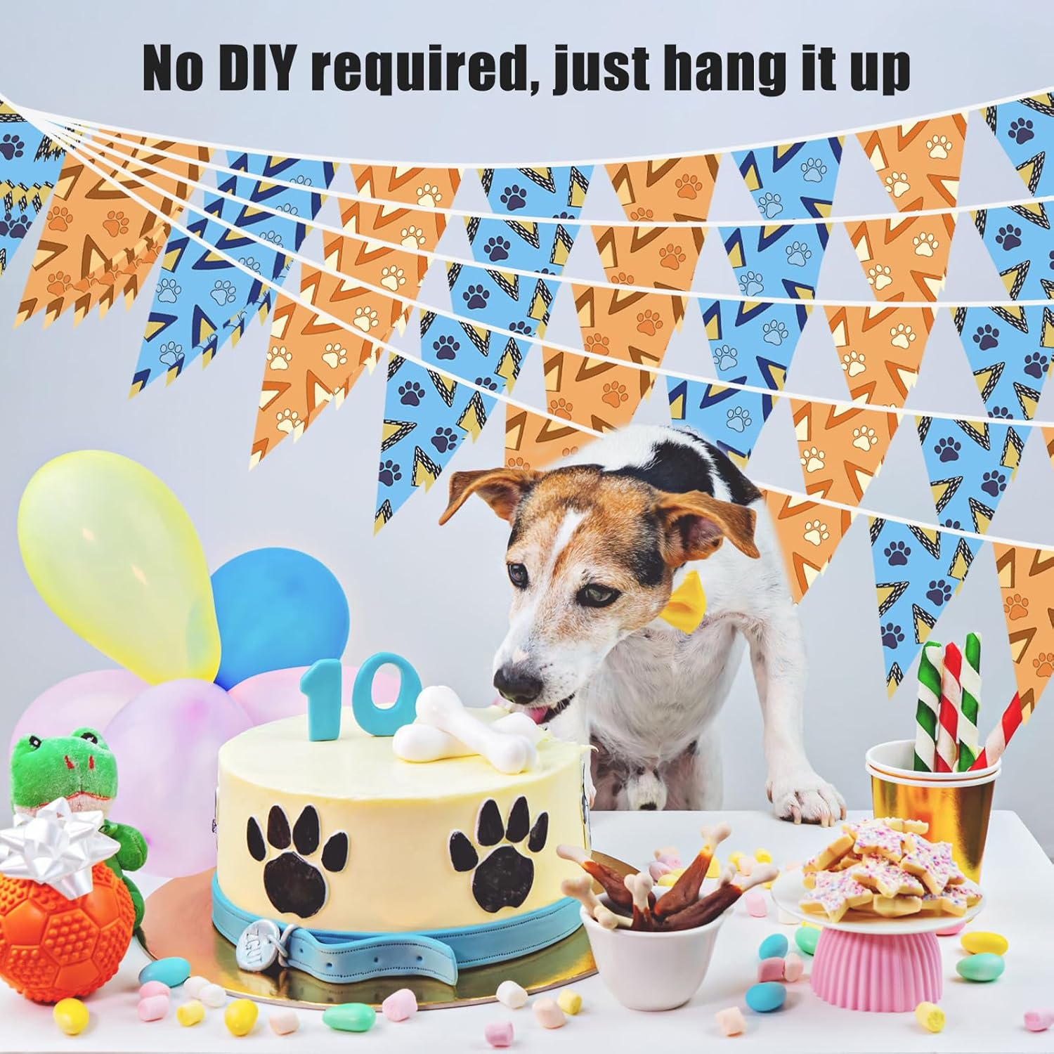 5 Sets Dog Paw Birthday Banner, Blue Orange Dog Paw Garden Flag Pennant Flag Banner Dog Paw Birthday Backdrop for Outdoor Garden Yard Home Wall image number 6