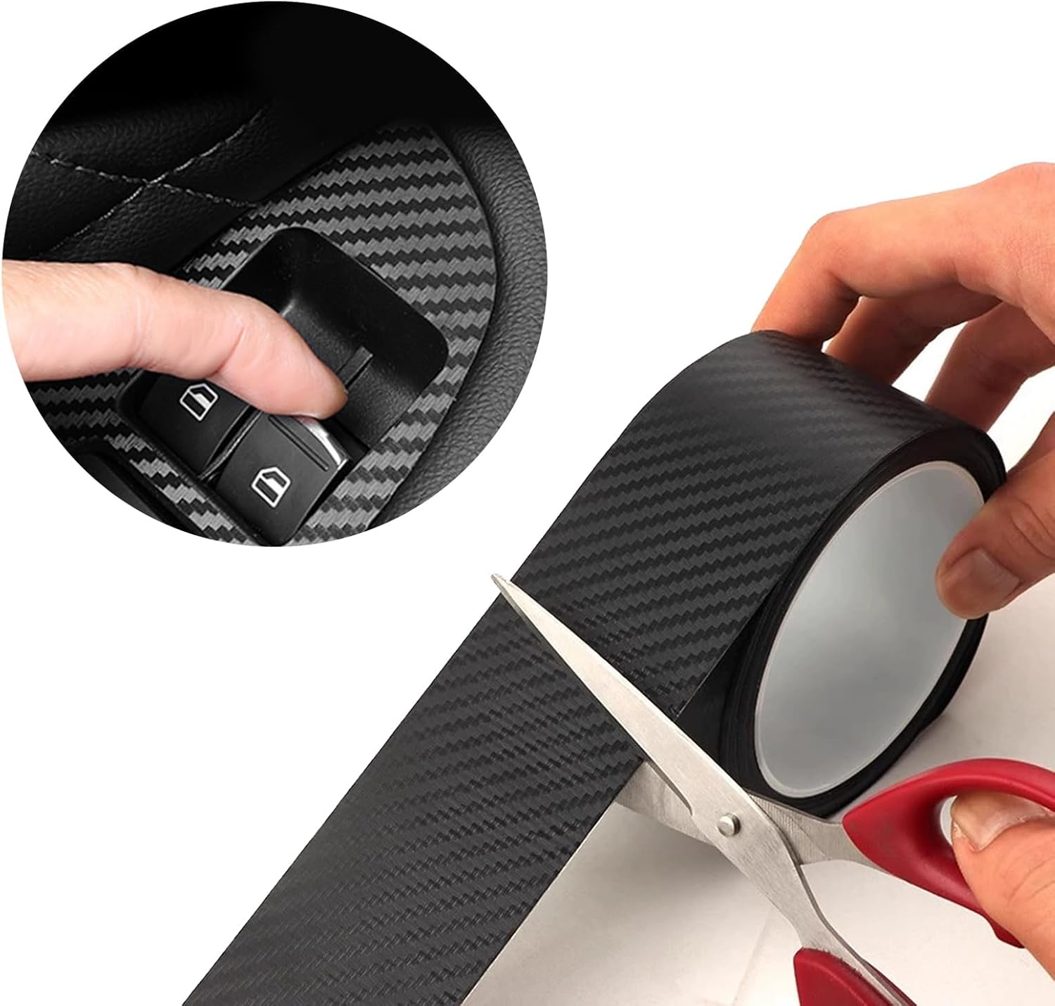 5CM X 7M Carbon Fiber Vinyl Wrap Tape Roll- Self-Adhesive 3D Dry Carbon Film for Chrome Delete, Car Door Edge Guards, Window & Door Detailing | Universal Blackout Tape for Cars & Motorcycles image number 6