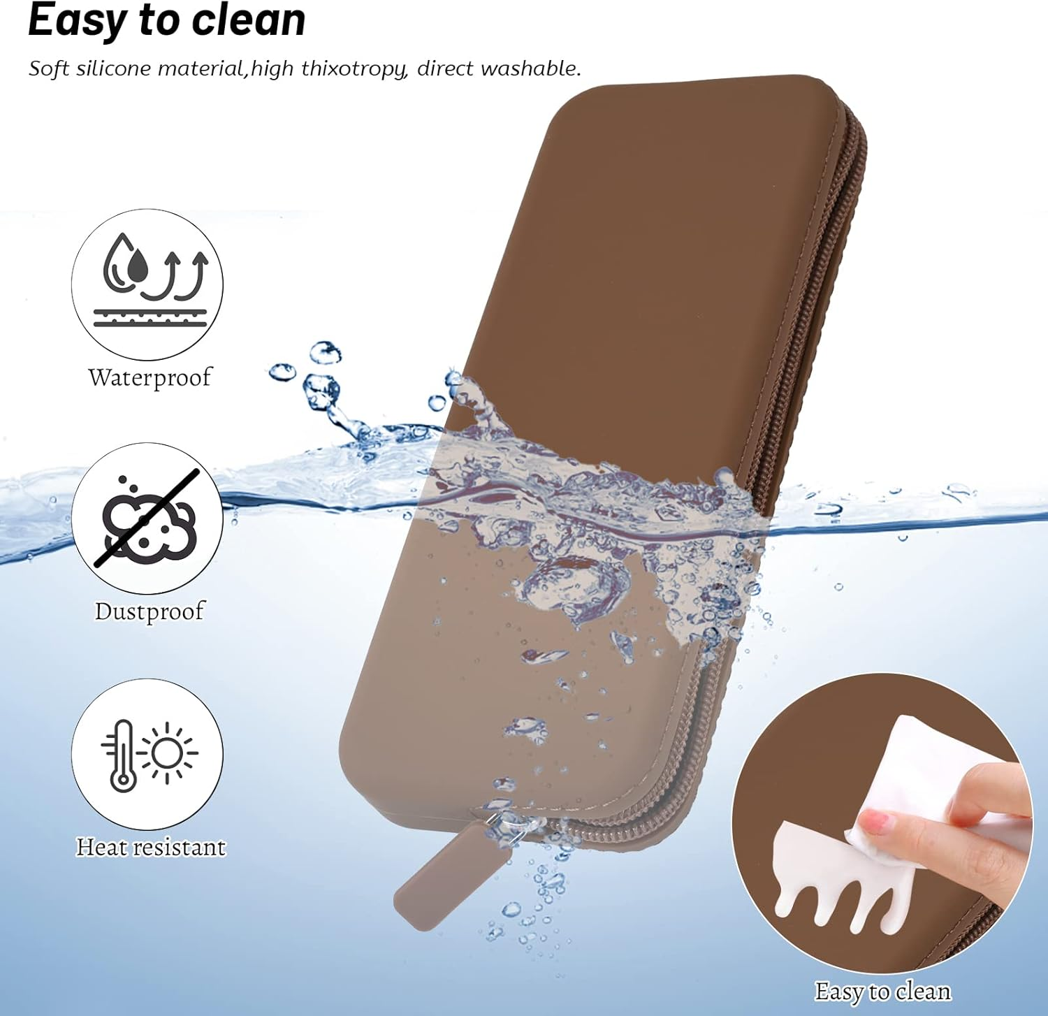 Travel Makeup Brush Holder, Brown, Casual image number 4