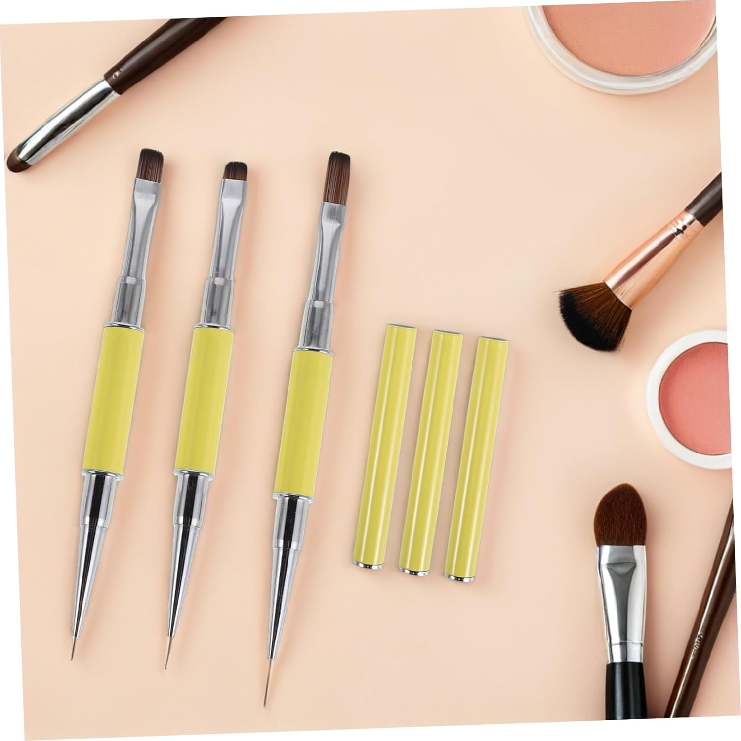 SOESFOUFU 3Pcs Dual Ended Nail Art Brushes Fine Liner and Sculpting Pens for Precise Line Drawing Gradient Effects and Complex Manicure Designs Professional Nail Art Tool for DIY and Salon - White image number 7