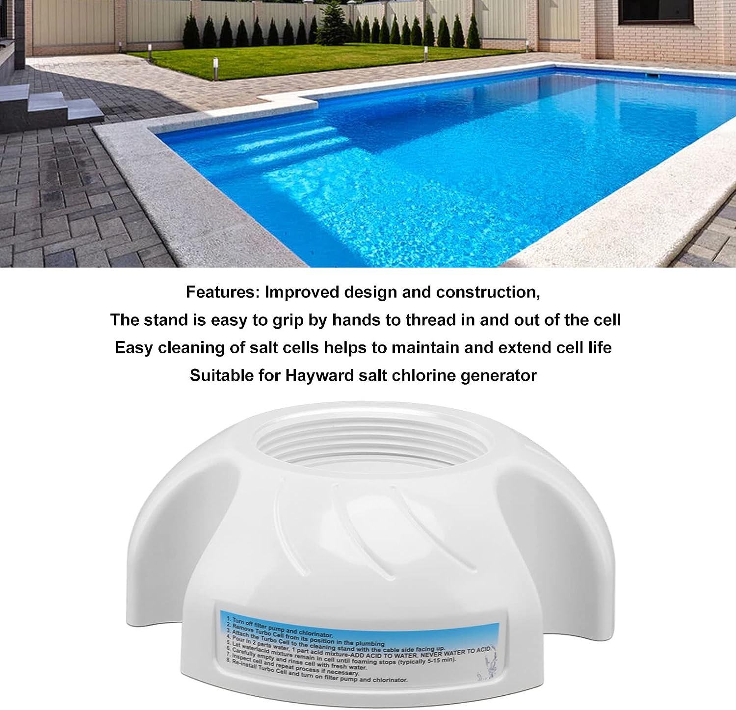 Pool Cleaning Stand, GLX CELLSTAND Replacement for Hayward Turbo Cells Washing Acid Cleaning Swimming Pool Salt Cell Cleaning Stand, Improving the Parts Lifespan image number 6