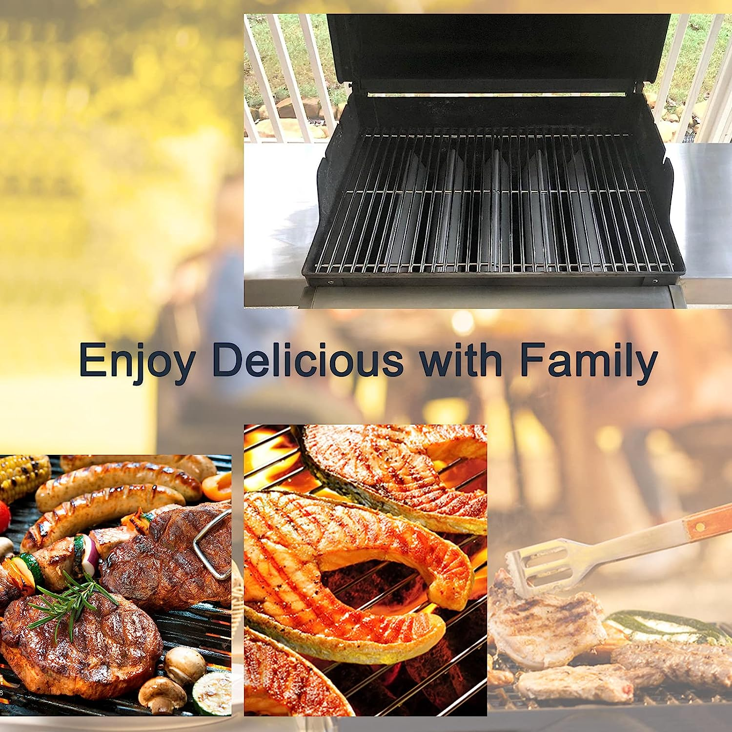 Criditpid 15.3" 7636 Porcelain-Enameled Flavorizer Bars for Weber Spirit 300 Series, Spirit E310 S310 E320 S320 E330 S330 Grills with Front Control, Flavorizer Bars Replacement for Weber 7636 image number 5