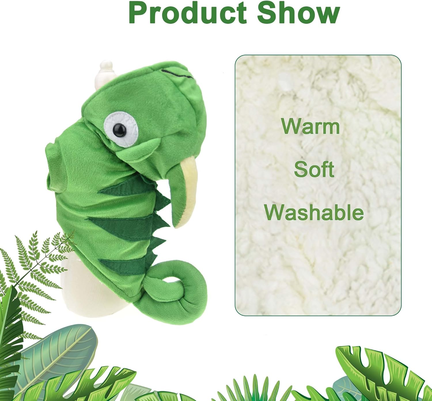 Muyaopet Chameleon Dog Costume for Halloween,Winter Fleece Pet Cat Coat Jacket for Small Medium Large Dog,Pet Funny Clothes Hoodie Labrador Bulldog Chihuahua(Green, XXL) image number 2