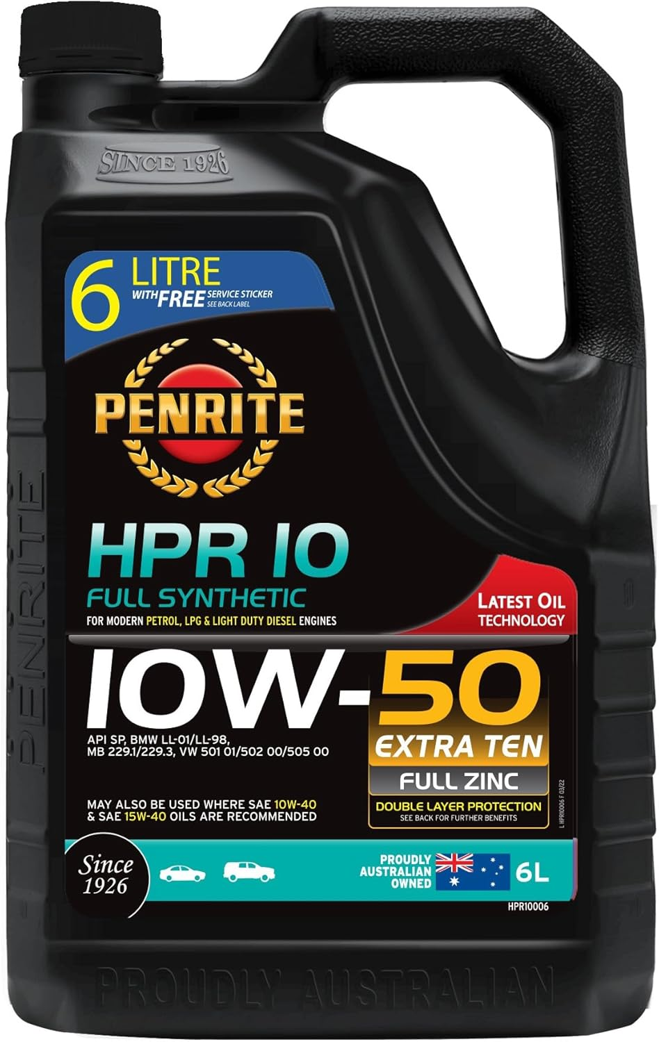 Penrite HPR 10 20W-50 Full Synthetic Engine Oil 6 Litre