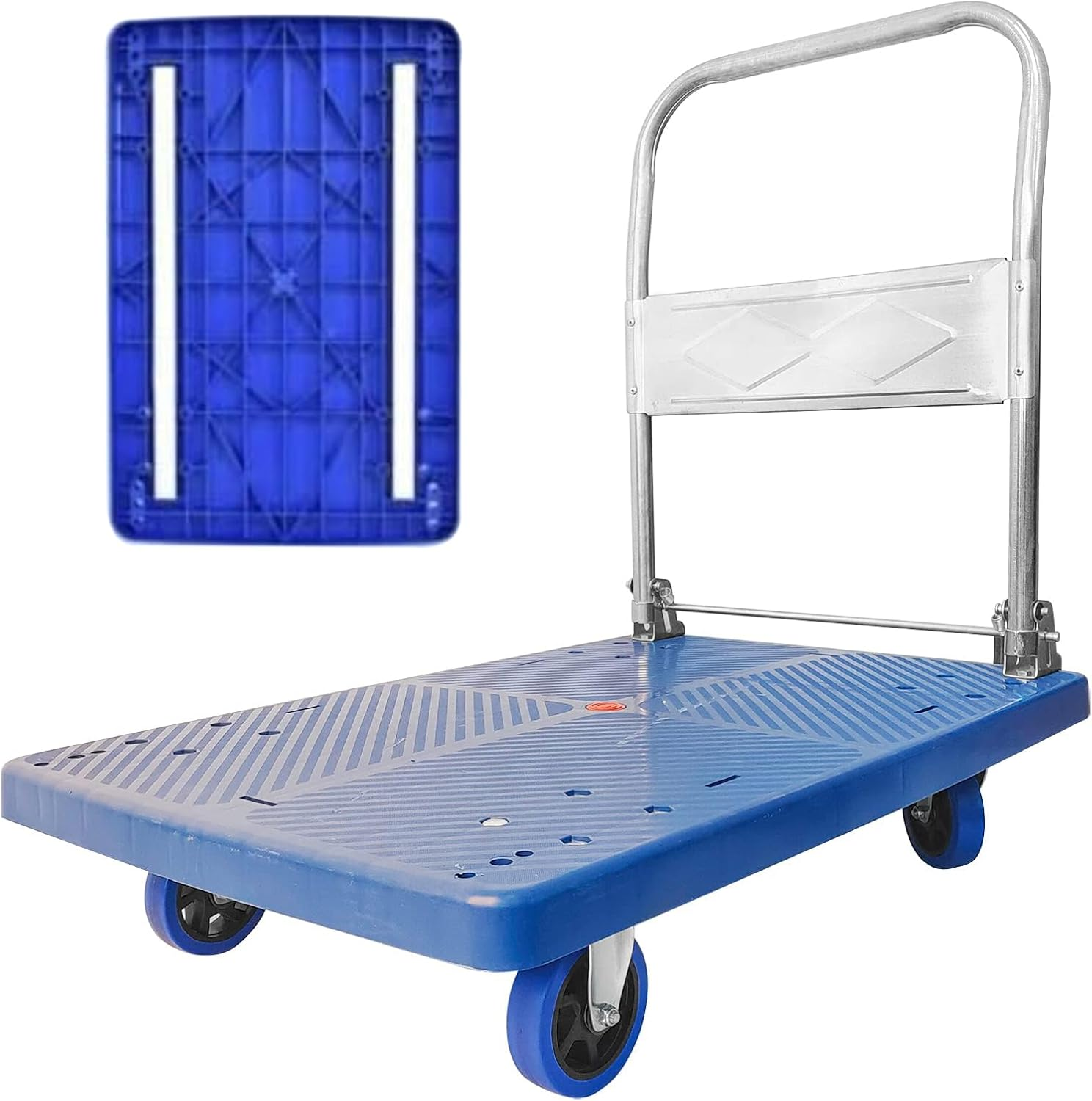 150Kg Foldable Warehouse Platform Trolley Truck Dolly Platform Cart Swivel Wheels Moving Cart Flatbed image number 3