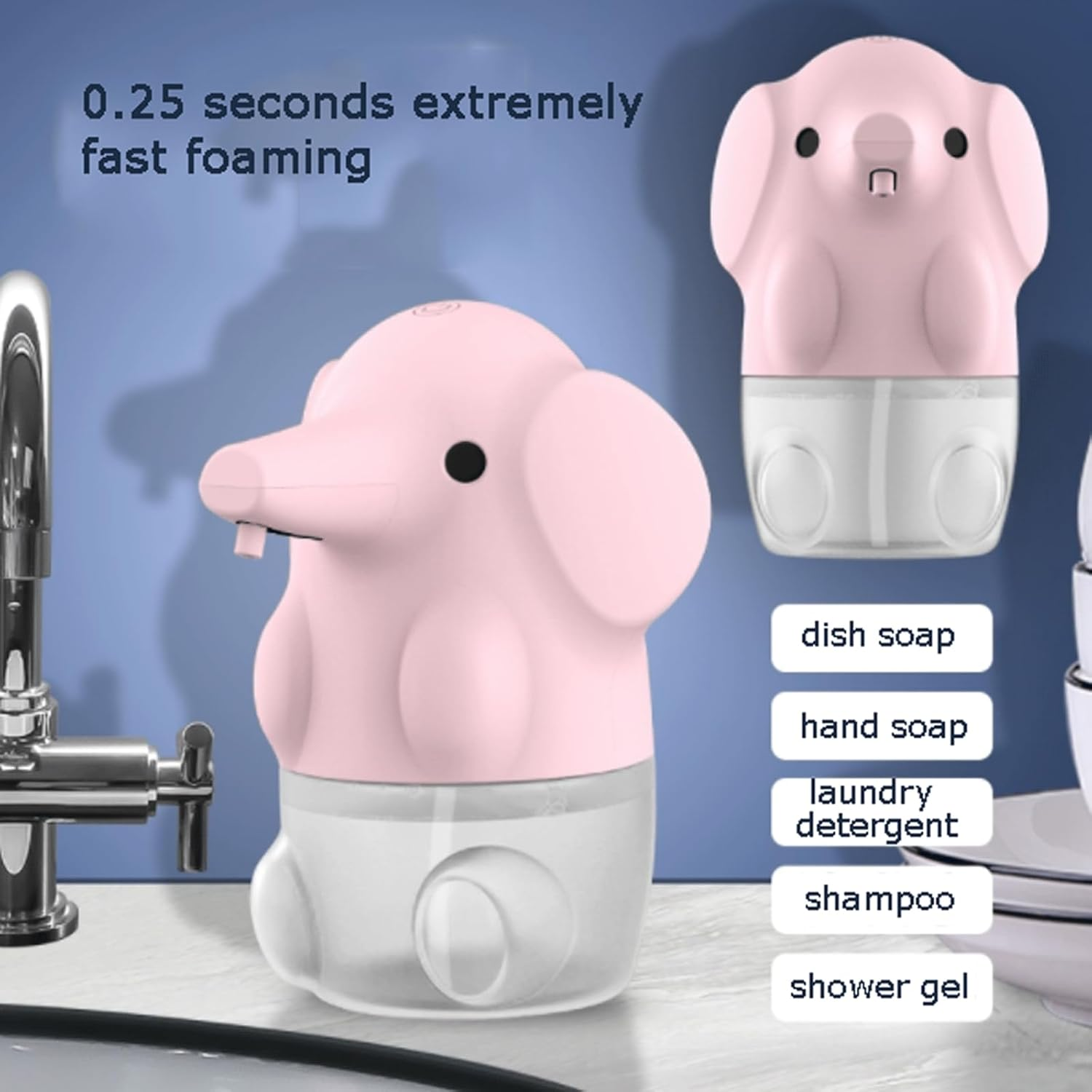 Automatic Cleaning Soap Pump Touchless Automatic Soap Dispenser Liquid Soap Dispenser 2-Level Adjustable 250Ml/8.8Oz