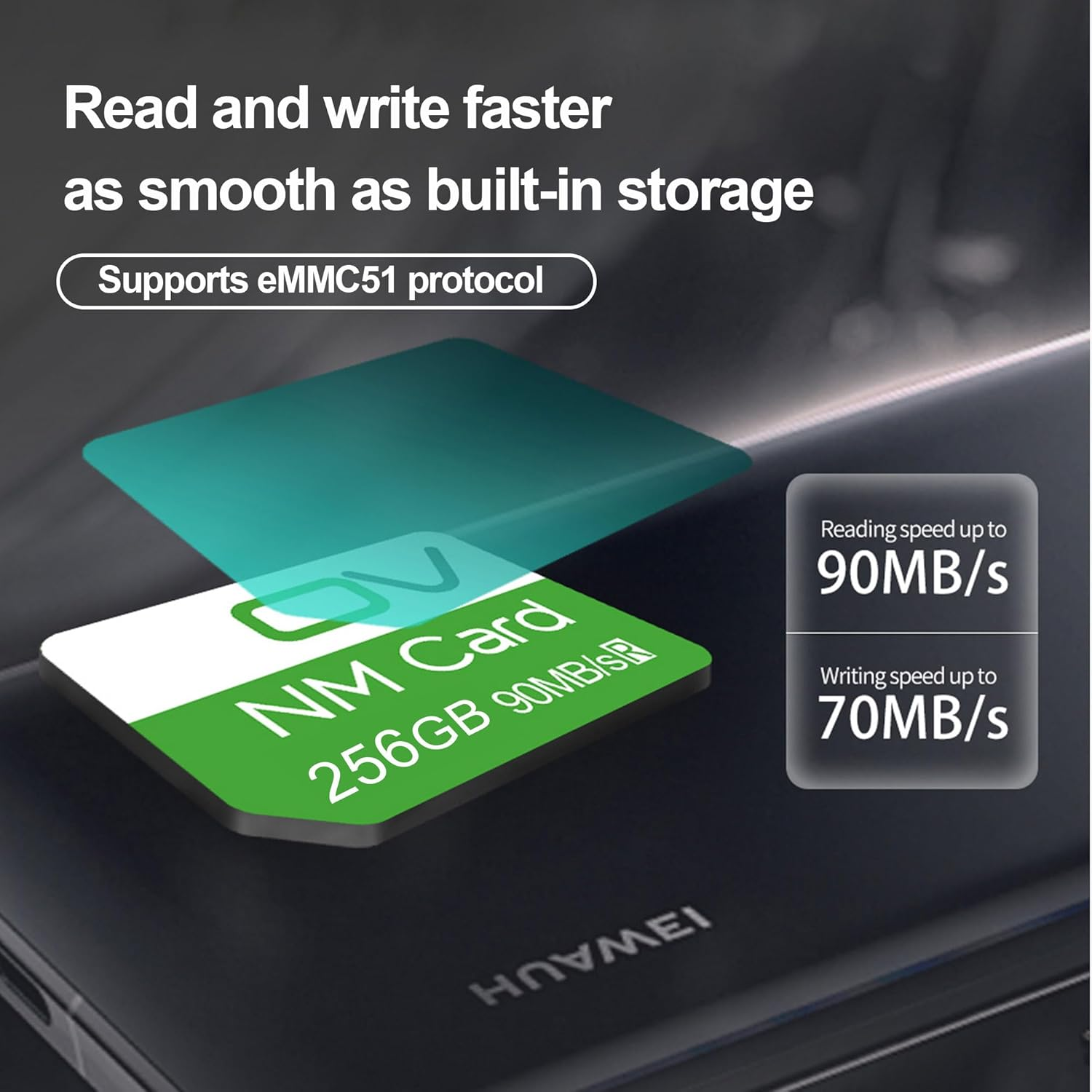 OV NM Card 256GB 90MB/S Nano Memory Card Compatible Only with Huawei Mate Mate20 Mate30 Mate40 Mate50 Mate60 Series/ P30 P40 P50 P60 Pro Series/Honor30 Pro Nova Enjoy Series image number 3