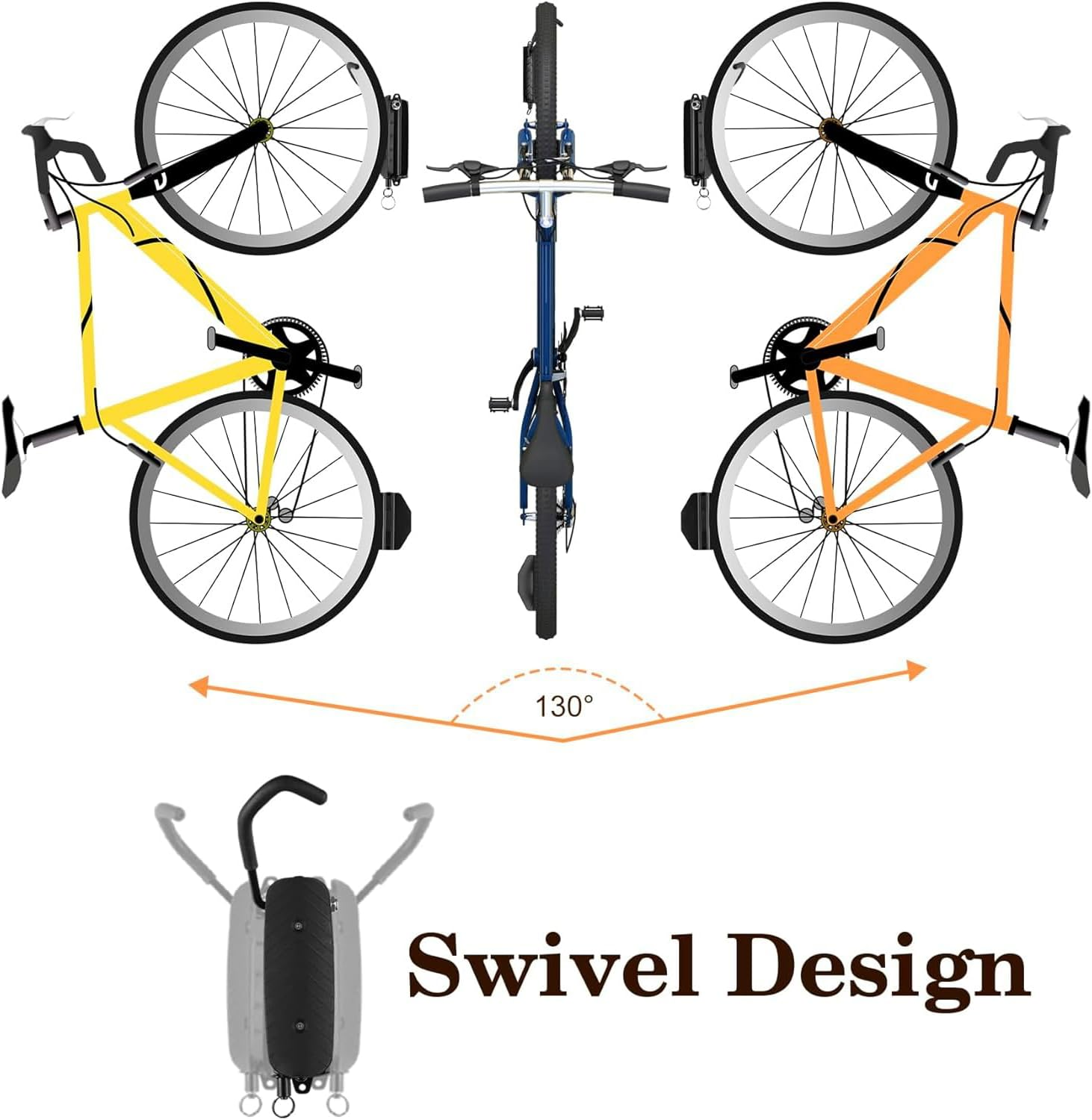 Lyfengdeam Swivel Bike Wall Mount &ndash; Vertical Bike Rack &ndash; Garage Bike Hook &ndash; Bike Storage Garage &ndash; Mountain Bike, Road, E-Bike Bike Bike Hook &ndash; Garage Bike Hook（1Pcs）