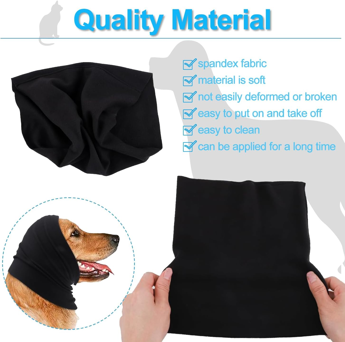 IONPSHG 2PCS Quiet Ears for Dogs Dog Hoodies Hat Calming Dog Hood for Noise Protection No Flap Ear Wraps Pet Soft for Anxiety Relief Calming Grooming Neck Ear Warmer & Calming (L) image number 3