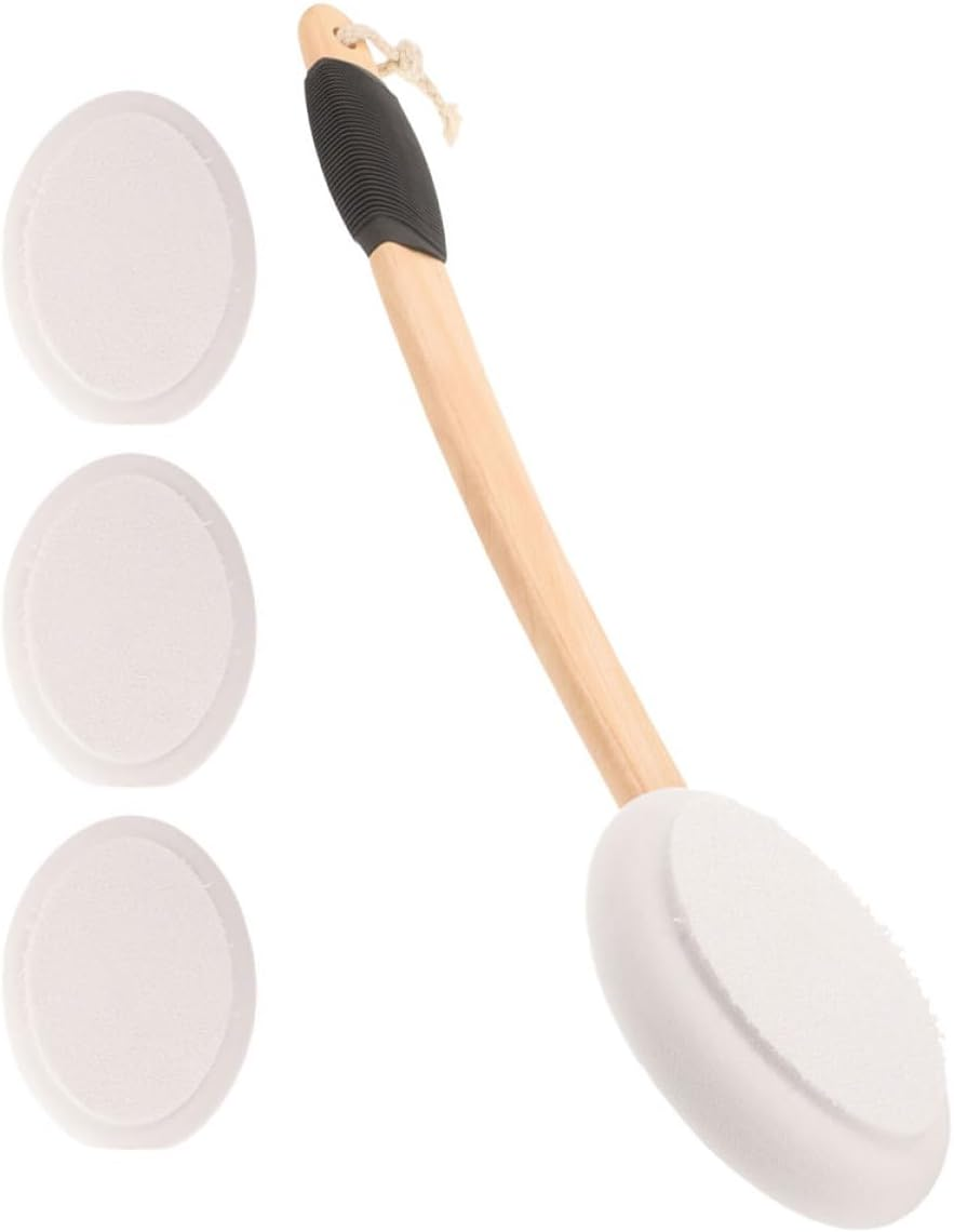 OATIPHO Back Lotion Applicator Set with Non-Slip Handle, Soft Sponge Bath Brush with 3 Replacement Heads for Applying Sunscreen, Body Cream, and Moisturizer on Hard-To-Reach Areas image number 3