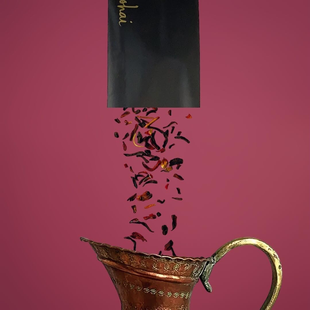 Eshai Egyptian Hibiscus Tea (Karkady) - Pure Hibiscus Flowers - Organic - 100G Box Loose Leaf Herbal Tisane image number 6