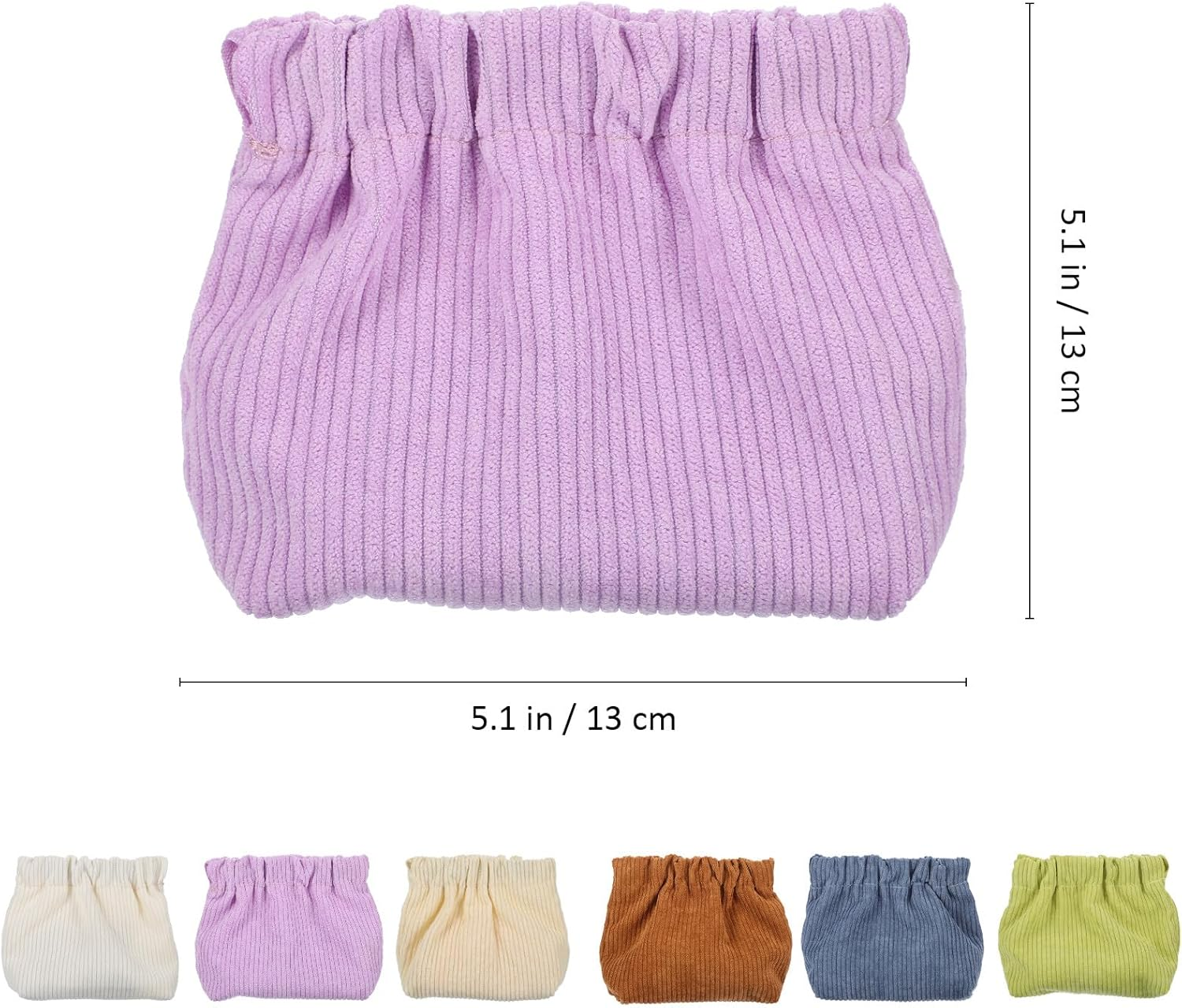 HAMPPLIES Corduroy Makeup Bag 6 Pcs Elastic Storage Pouch Jewelry Organizer Portable Cosmetic Bag for Women Travel Daily Use image number 1