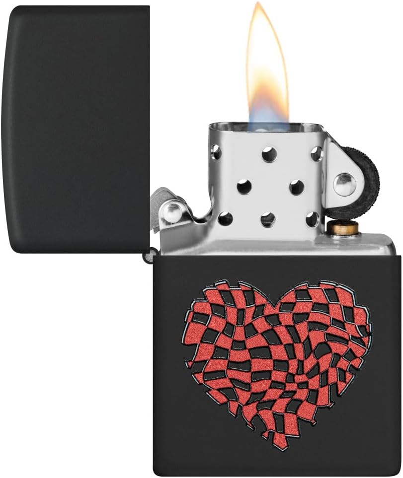 Zippo Heart Design Windproof Lighter, Black Matte image number 1