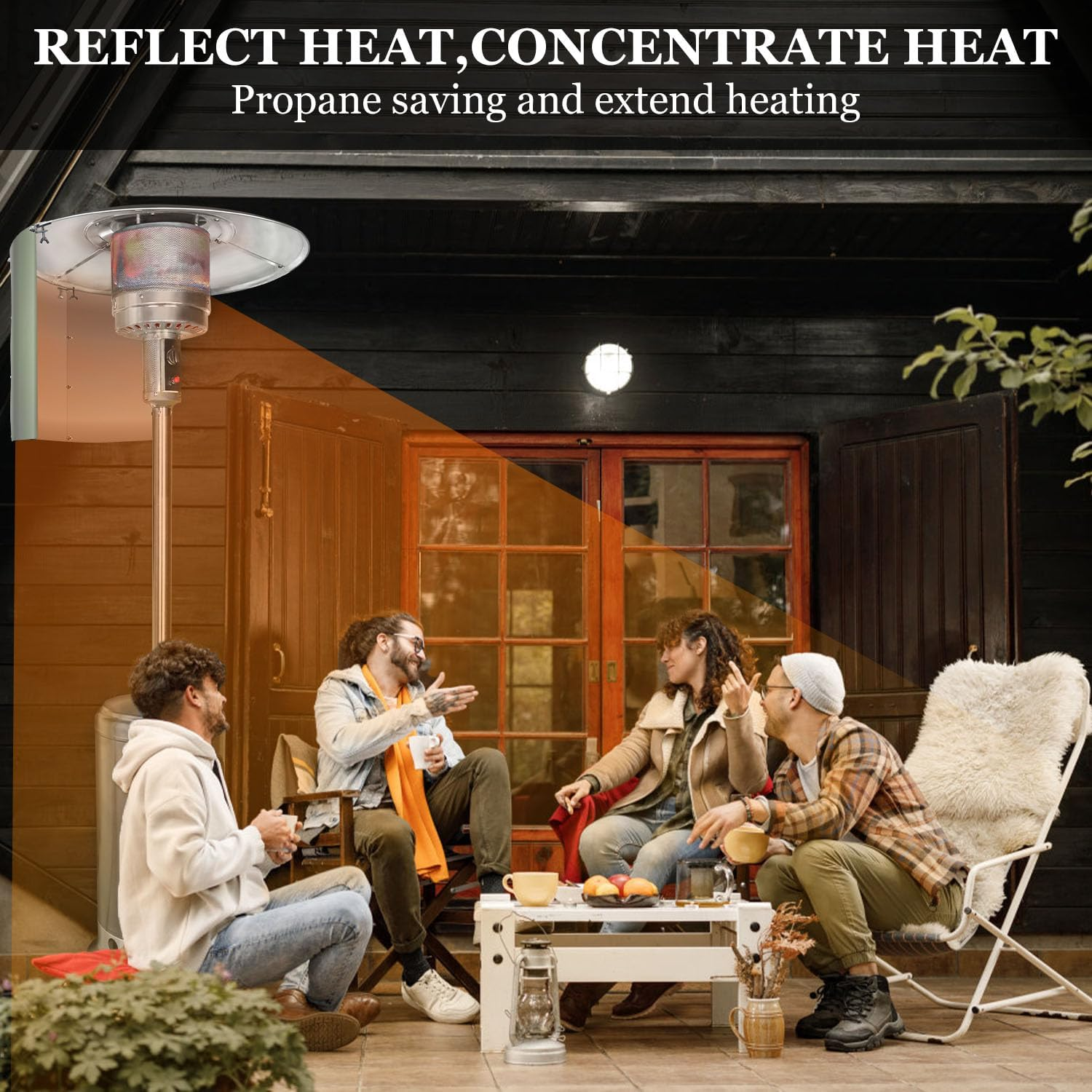 Upgraded Patio Heater Reflector Shield (3 Panels), 15" Height Heat Focusing Reflector for round Natural Gas Propane Heaters for Extra Heat Reflecting Power Heating Reflector for Directional Heating image number 1