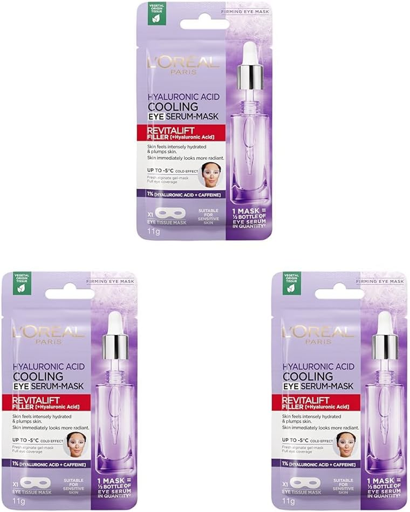 L'Or&eacute;al Paris Revitalift Filler Hyaluronic Acid and Caffeine Plumping and Brightening Eye Sheet Mask image number 3