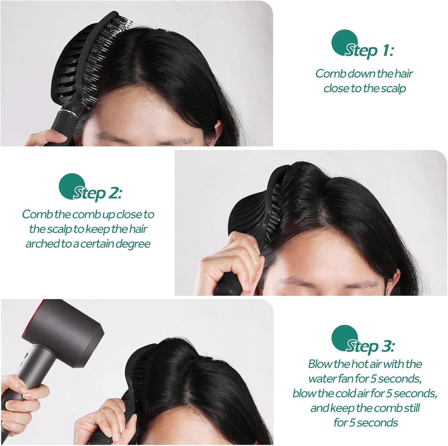 Geeric Hair Brush, Boar Bristle Hair Brushes for Women Men Kids Paddle Detangler Hair Brush Curved Vent Styling Hairbrush for Wet Dry Curly Thick Hair Smoothing Massaging Detangling Black image number 3