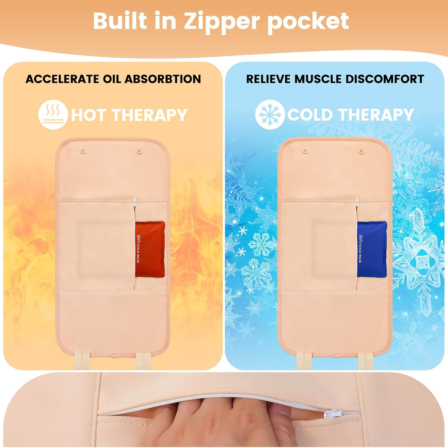 8Pcs Castor Oil Pack Wrap Kit Organic Cotton Liver Detox Pads Reusable Wrap Packs for Shoulder Neck Knee Thigh Arms Machine Washable image number 2