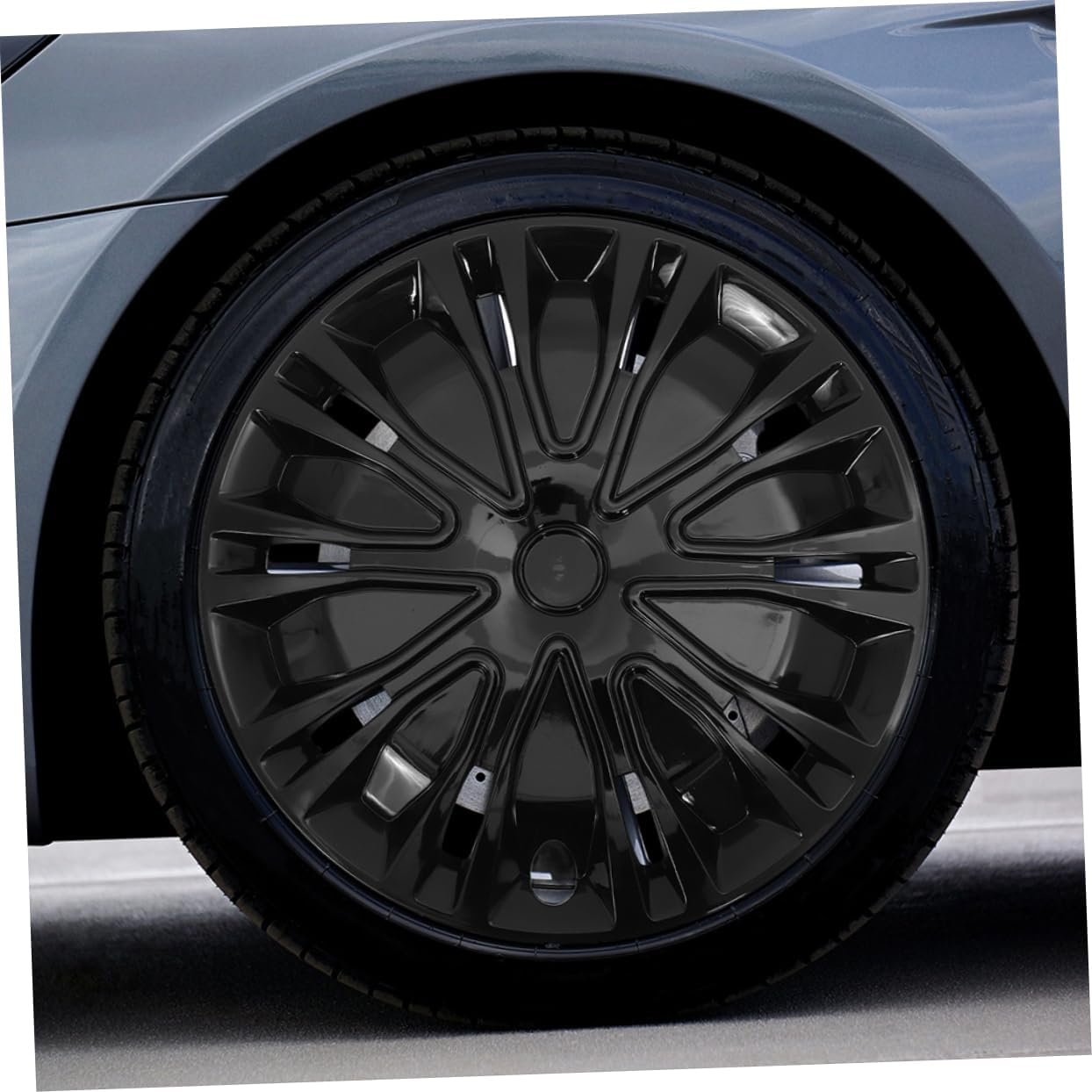 Zerodeko 15-Inch Universal Car Wheel Hub Caps Black Decorative Rim Covers Automotive Hub Covers for Vehicle Wheel Repair and Upgrade image number 4