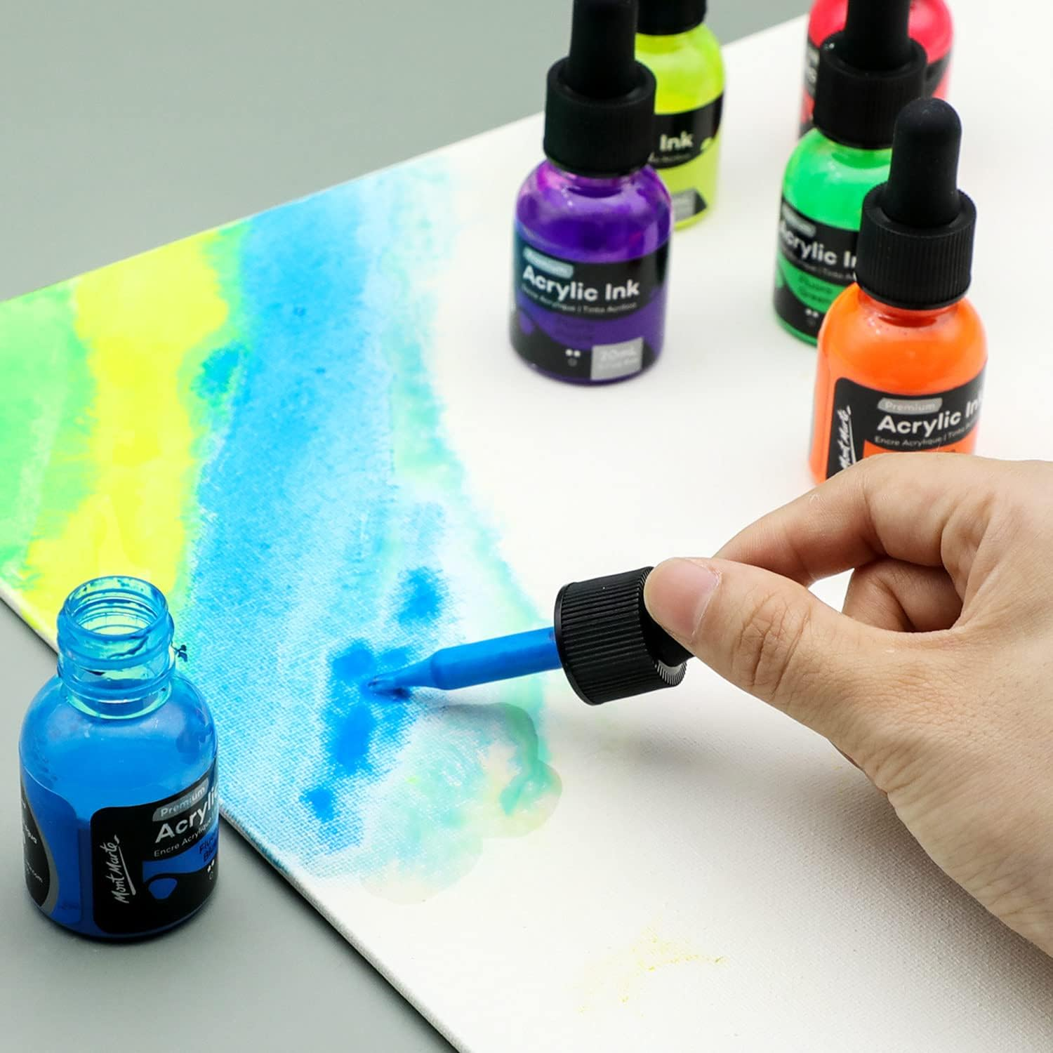 Mont Marte Fluoro Acrylic Ink 6-Pieces Set, 20 Ml