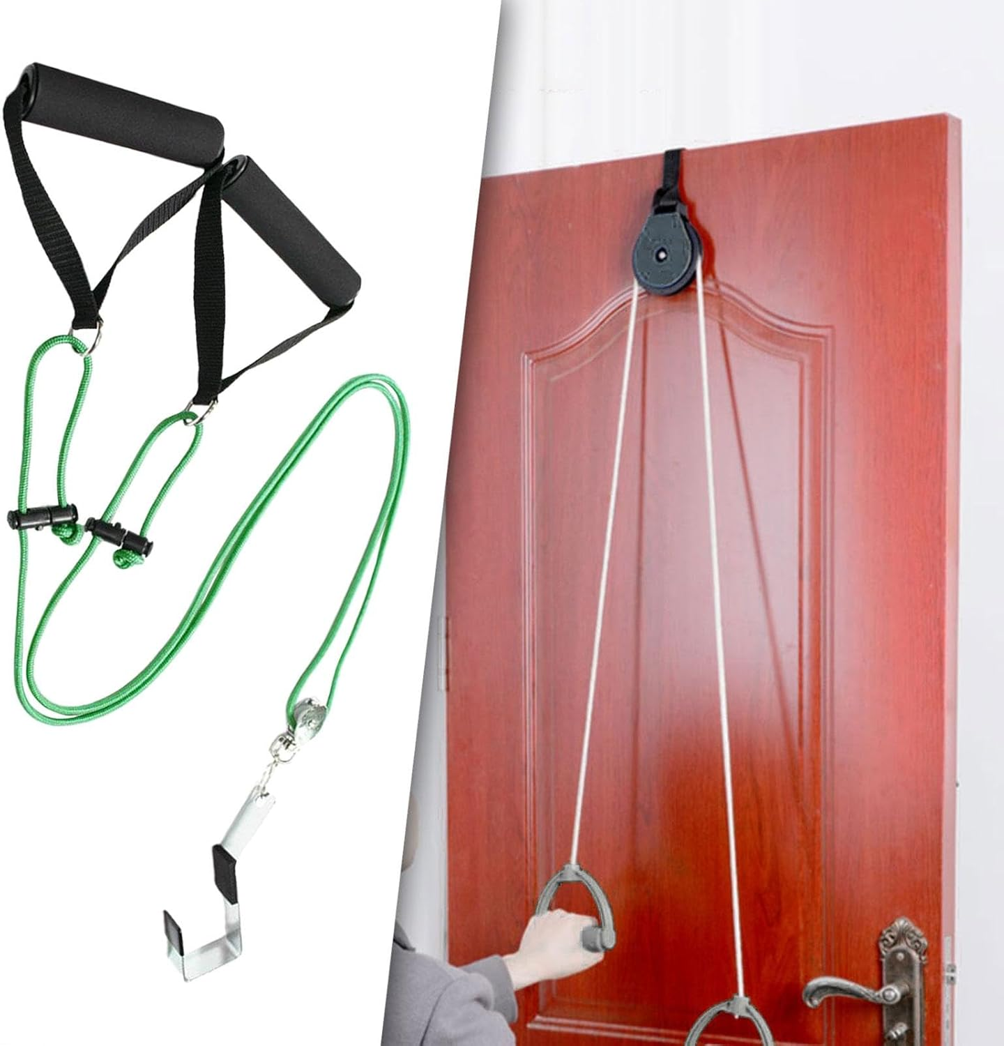Shoulder Pulley over the Door Shoulder Pulley System Women Men Arm Exerciser Green, 2M image number 2