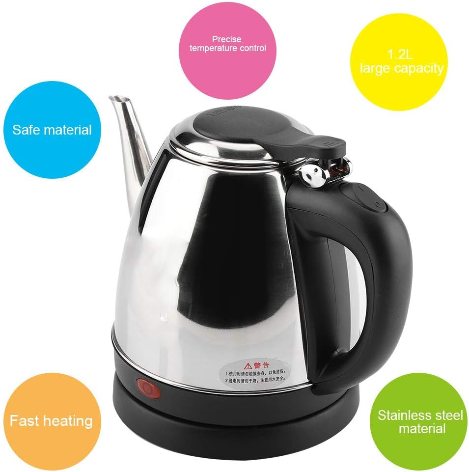 1.2L Electric Kettle Stainless Steel Fast Boil Auto Shut-Off and Boil-Dry image number 6