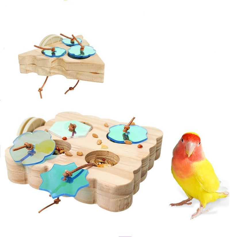 2Pcs Parrot Foraging Station Wooden Interactive Enrichment Bird Toy, Wooden Small Bird Foraging Interactive Parakeet Foragings Toys, Woodens Foragings Station for Parrots image number 3
